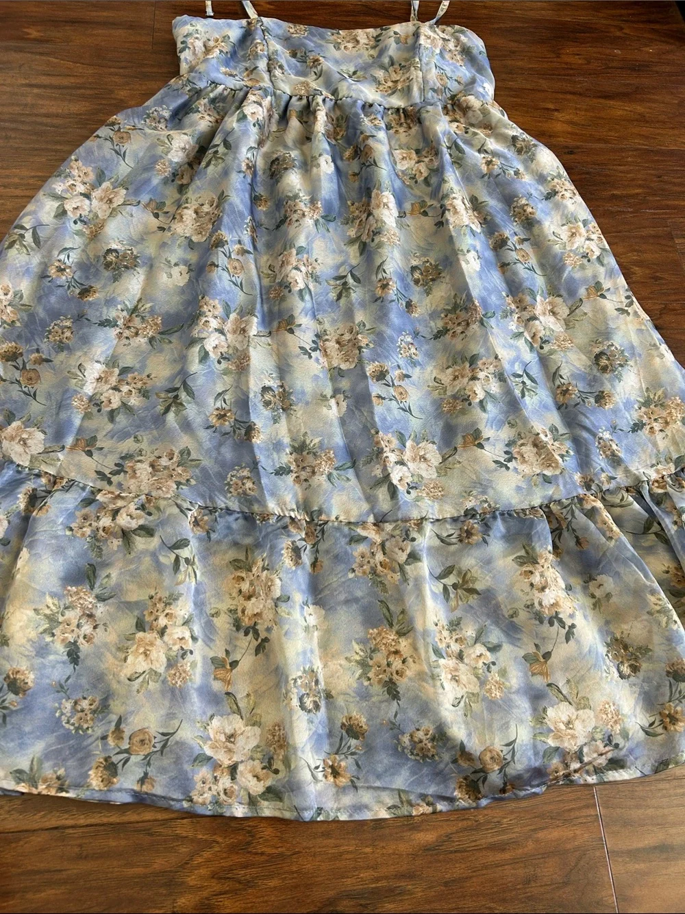 wild fable Blue Floral Tie-Shoulder Sundress - Picture 4 of 8